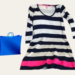 Lilly Pulitzer White Blue Striped Devon Dress S